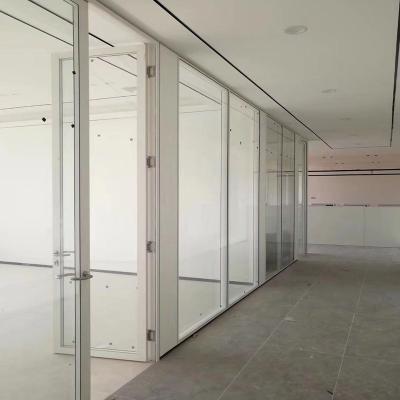 China Modern Internal 108mm Structure Double Layer Steel Exterior Aluminum Transparent Glass Removable Office Space Wall for sale