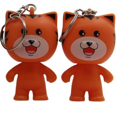 China Plastic Ring Bag Pendant Tiger Keychain Purse Charm Waterproof Key Chain Key Chain Toy Mascot Cartoon Tiger Vinyl Charms For Girls for sale