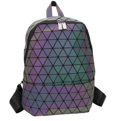 China Wholesale Discoloration Diamond Luminous Geometric Bags Unisex Backpacks Folding Travel Backpack for sale