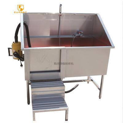 China EUR Sustainable PET Stainless Steel Veterinary Cleaning Tub With Hair Dryer, Faucet And Staircase for sale