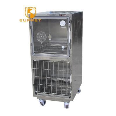 China Hospital Viable Veterinary Oxygen Stainless Steel Cages ICU Oxygen Chamber Veterinary Cages Pet ICU Animal Cages for sale