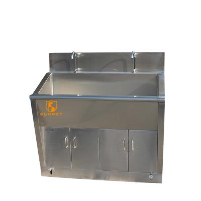 China High Quality Veterinary PET Applicance EUR Stainless Steel Hospital Sink Knee Operated Hand Bathroom Sink With Cabinet For Double Person for sale