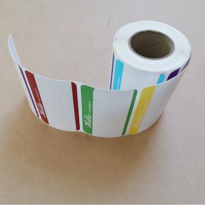 China New Design Anti-Counterfeit Self Adhesive Colorful Name Tag Sticker Small Roll For School Office And Other Labeling Cases for sale