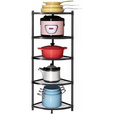 China Kitchen 5th Floor Storage Rack Bathroom Living Room Study Steel Rack Minimalist Corner Rack for sale