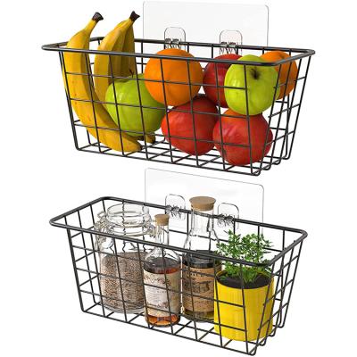 China Hot Selling Viable Non-porous Plastic Storage Basket Wall Hanging Storage Basket Kitchen Bathroom Laundry Desk for sale