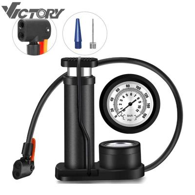 China Scooter Tires Bike Floor Foot Pump Automatically Switching Smart Valves Bike Hand Compressor With Gauge for sale