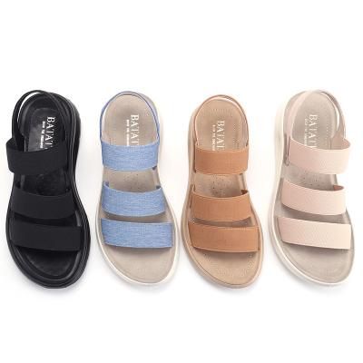 China New Design Fashion Trend PU Platform Wedge Sandals Women Outdoor Flip Flop Sandals Ankle Strap for sale