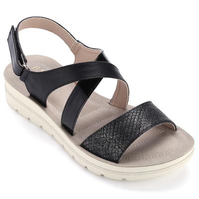 China Cushioning Summer Women PU Injection Shoes Solid Ladies PU Thick Bottom Wedge Sandals for sale