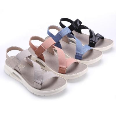 China Wholesale PU Anti-skid Solid Women's Elastic Band Platform Casual Shoes Beach Sandals for sale