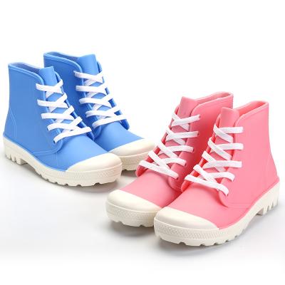 China Quick-drying booties for women low heel high top lace-up shoes waterproof non-slip customized for sale