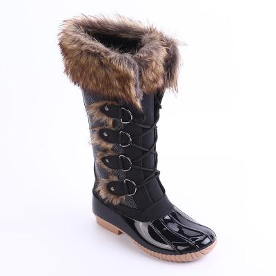 China Fashion Trend Wholesale Lace Up Waterproof Fashion Duckboots Winter Boots Women Shoes for sale