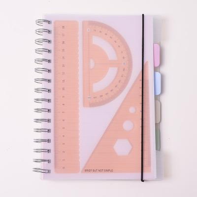 China Convenient A5 spiral notebook with attached PVC ruler logo cheap custom wire a4 bulk diary agenda planner free sample for sale