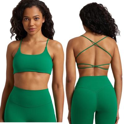 China Yoga Women Sports Bra Top Sexy Bra Adjustable Straps Gym Antibacterial Backless Sports Workout Fitness Bra for sale