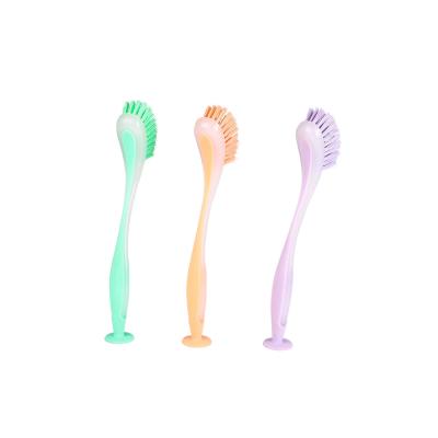 China Sustainable Hot Selling Plastic Kitchen Brush Suction Dish Brushes for sale