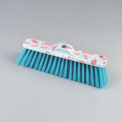 China Flower Indoor Cleaning Design Printed Plastic Broom Head , Colorful Design Broom for sale