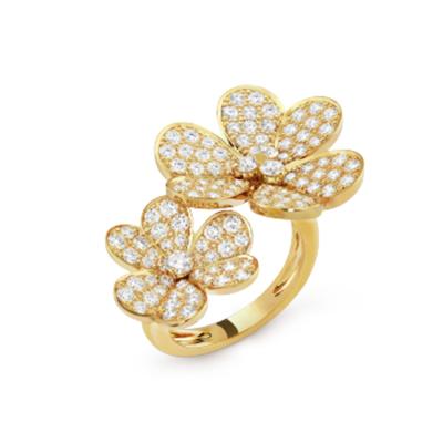 China Other Luxury Zircon Heart Four Leaf Clover Rings for Women plated 18k 925 sterling silver plated zircon ring Fashion Jewelry for sale