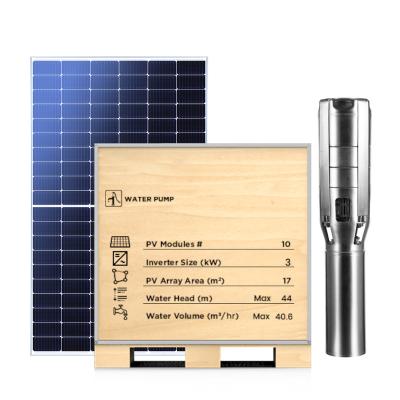 China Home 3KW SOLAR WATER PUMP KITS with smart APP monitor and solar mounting system off-grid solar system for deep well and agriculture for sale