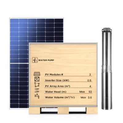 China Home 0.5HP SOLAR WATER PUMP KITS with smart APP monitor and solar mounting system off-grid solar system solar water pump for bore for sale