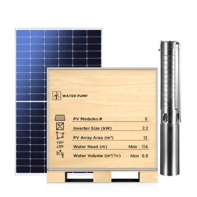 China Home 2HP SOLAR WATER PUMP KITS with smart APP monitor and solar mounting system solar power water pump for deep well and agriculture for sale