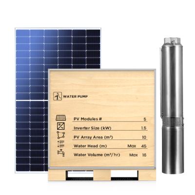 China Home 1.5HP SOLAR WATER PUMP KIT with smart APP monitor solar mounting system solar power water pump system for deep well and home for sale