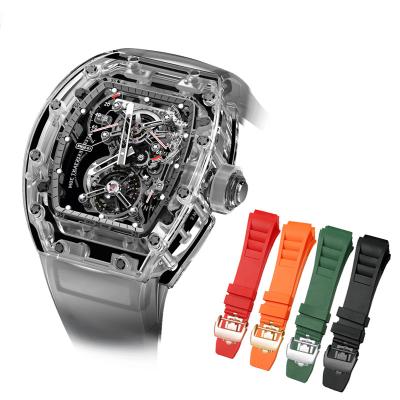 China Auto Date Silicone Watch Strap for Richard Mille watch RM50 Waterproof comfortable To Wear Rubber Watch Band Accessories 25mm Wristband for sale