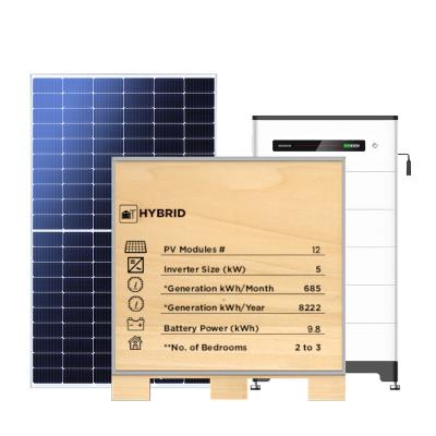 China Home Goodwe Three phase 380V 5KW Hybrid Solar inverter with 9.8KWH energy storage battery and mounting system designed for household for sale