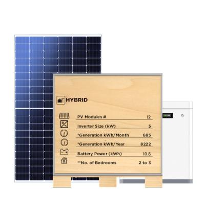 China Home Goodwe Single phase 5KW Hybrid Solar inverter with 10.8KWH energy storage battery and mounting system designed for household for sale