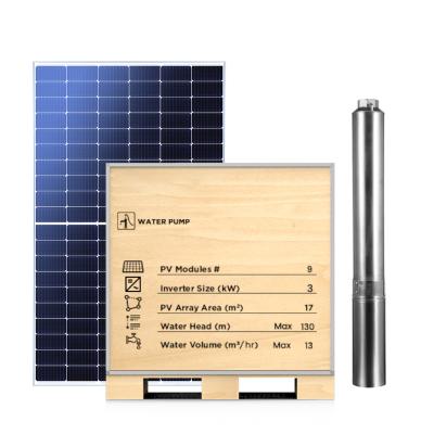 China Home 130M high head 3HP SOLAR WATER PUMP KIT with smart APP monitor solar mounting system solar power water pump system for deep well for sale