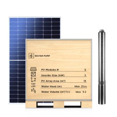 China Home high head 3KW SOLAR WATER PUMP KITS with smart APP monitor and solar mounting system off-grid solar system for deep well for sale