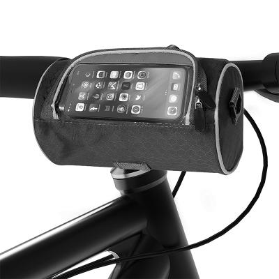 China Polyester or Customize OEM Outdoor Waterproof Mountain Bicycle Front Frame Pouch Bike Handlebar Bag Shoulder Carrier Storage Case and Touch Screen Phone for sale