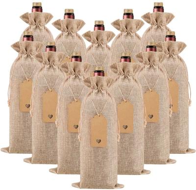 China Wine Sack Premium Burlap Wine Bags Storage Champagne Gift Packaging Custom Made With Drawstrings Reusable Wine Bottle Bags For Weddings Parties for sale