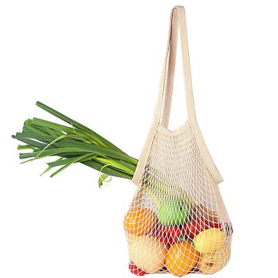 China Folding Washable Beige Organizer Reusable Beach Grocery Cotton Canvas Net Storage String Tote Bag Fruit Vegetable Market Shopping Bags for sale