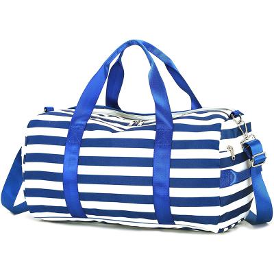 China Large Hip Hop Striped Women Travel Duffel Bags Camping Weekender Traveling Tote Carry Bag Overnight Shoulder Sport Gym Duffle Organizer for sale