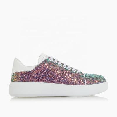 China Court Sneakers New Arrival Handmade Lace Up Trainer Glitter Women Sneaker Shoes for sale