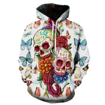 China QUICK DRY The New European And American Skull 3D Digital Printed Hooded Shirt For Men In Dark Long Sleeves Fall 2021 Features for sale