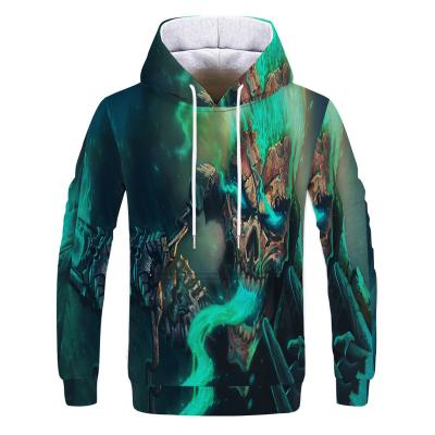 China QUICK DRY The New European And American Skull 3D Digital Printed Hooded Shirt For Men In Dark Long Sleeves Fall 2021 Features for sale