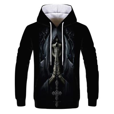 China QUICK DRY The New European And American Skull 3D Digital Printed Hooded Shirt For Men In Dark Long Sleeves Fall 2021 Features for sale