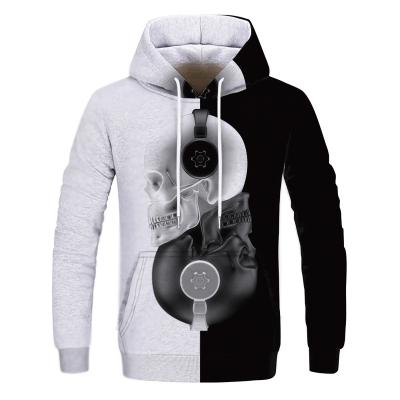 China QUICK DRY The New European And American Skull 3D Digital Printed Hooded Shirt For Men In Dark Long Sleeves Fall 2021 Features for sale