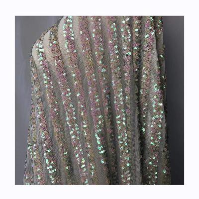 China Wholesale Custom Fashionable Beaded Fabric Women's Breathable Sequined Mesh 100% Polyester Embroidered Fabric for sale