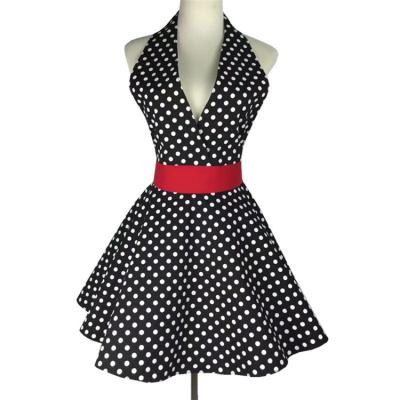 China Cotton Washable Custom Dot Fashion Lady Dress Apron Sexy Home Hotel Clubhouse Cafe Kindergarten Sexy Apron for sale