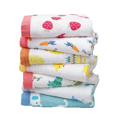 China OEM Service Baby Blanket 100% Cotton / Large Size 6 Layer Cotton Baby Muslin Bath Towel Wrap Blanket for sale