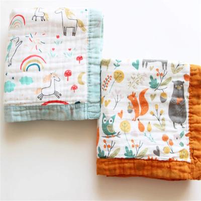 China OEM Service Wholesale Soft Cotton 6 Layer Muslin Wrap Blanket Kids Baby Blanket Newborn Wrap for sale