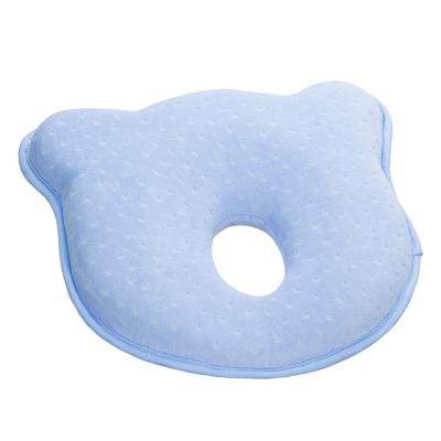 China Memory Plain Color Bear Shape Baby Memory Foam Pillow Anti Flat Head Baby Pillow for sale