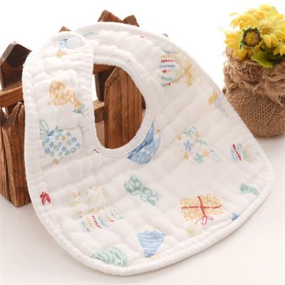 China Antibacterial Premium Baby Bib Six Layer Cotton Gauze Cartoon Bandana Drool Soft Muslin Baby Bib for sale