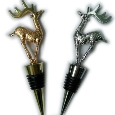 China Viable Custom Christmas Gift Craft Deer Metal Logo Wine Bottle Stopper Main Deer for sale