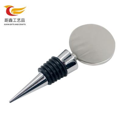 China China Manufacturer Logo Custom Viable Zinc Alloy Blank Shiny Silver Metal Wine Bottle Stopper for sale