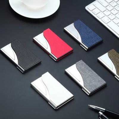 China Custom High Quality Custom Logo Color Stainless Steel PU Business Card Holder Leather Case for sale