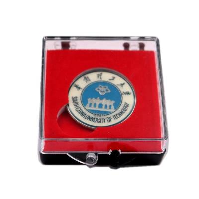 China Other best price custom logo fashion school enamel pin badge with acrylic box for sale