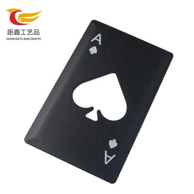 China Viable Custom Wholesale Price Logo Stainless Steel Poker Card Beer Bottle Opener for sale