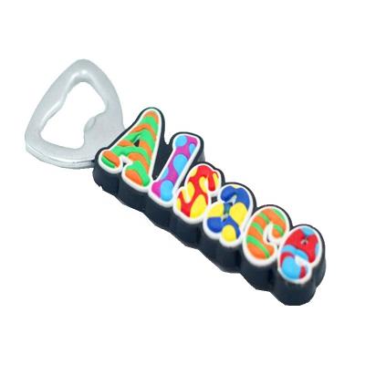 China Viable Custom Logo Shape PVC Silicone 3d Metal Stainless Steel Fridge Magnet Plastic Soft Bottle Opener for sale